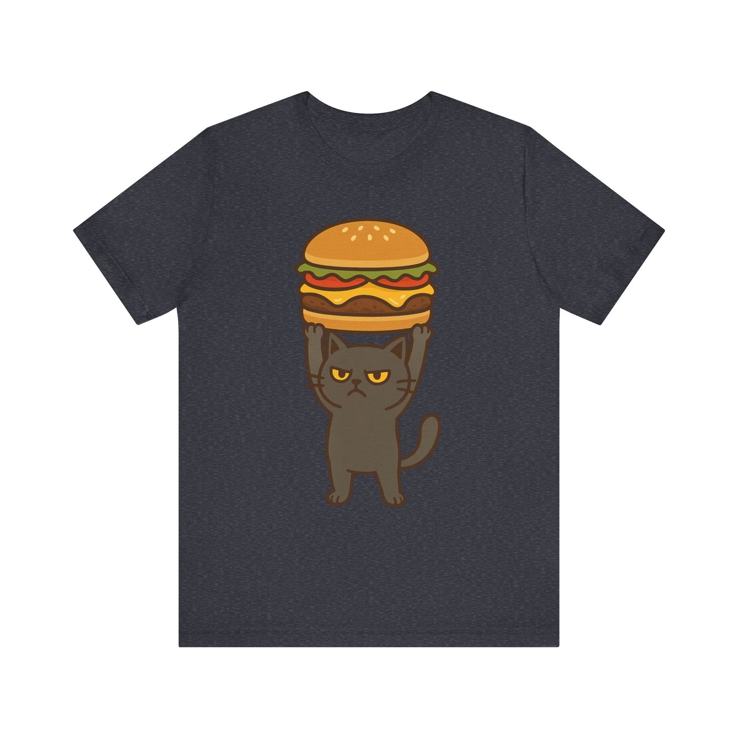 "Hanba-nyaa~" Cute Japanese Cat T-Shirt – Funny Burger & Cat Design – Kawaii Style Unisex Tee – Gift for Food & Cat Lovers