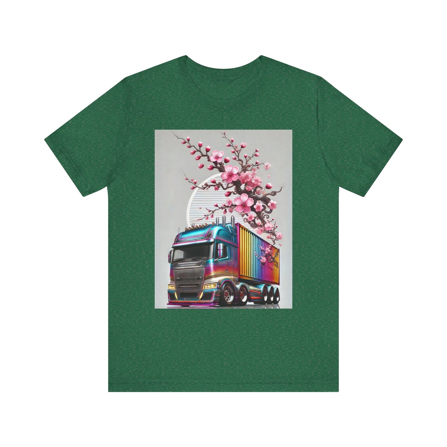 Cherry Blossom Convoy T-Shirt | Japanese Sakura x Modern Truck Art | Unique Graphic Tee for Drivers & Streetwear Lovers No.007