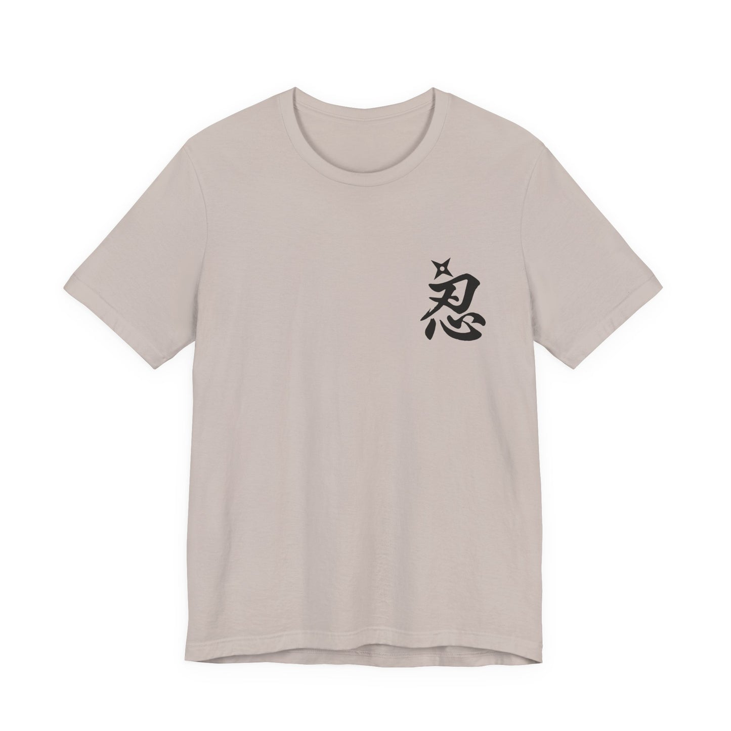 Ninja Kanji T-Shirt with Shuriken - Bold Japanese Calligraphy "NIN" Design - Cool Minimalist Unisex Tee for Ninja and Japan Culture Fans