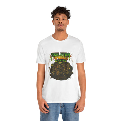 Skeleton Amphibian Rockers Album Cover Tee - Green Eyed Skeleton Frog Band Vocal Guitar Piano Drums Rock Art Shirt