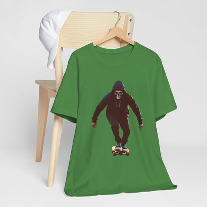 Skull Hoodie Skater T Shirt Urban Streetwear Skateboard Graphic Tee Gothic Horror Skate Style Gift for Dad Teen Boys Halloween Vibe