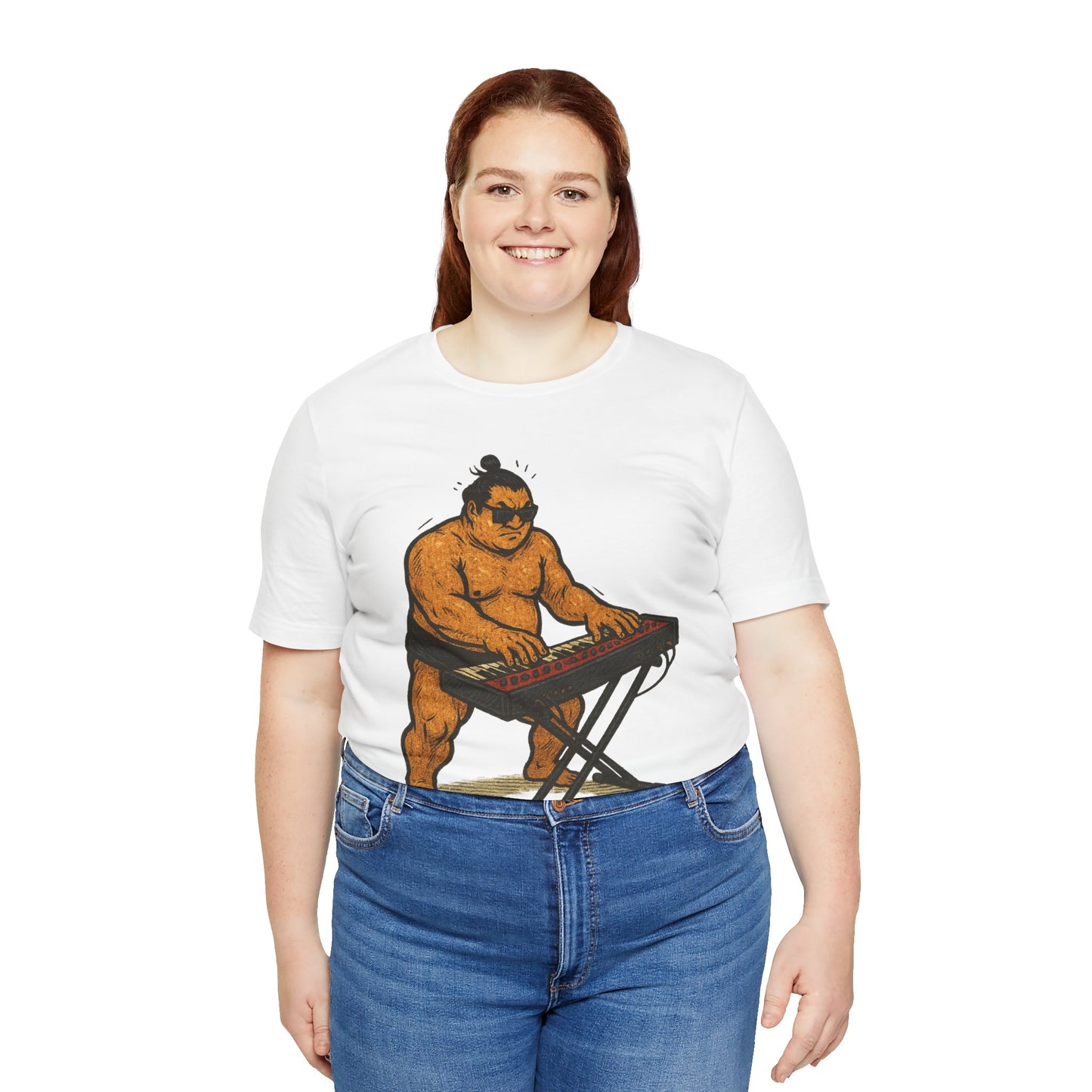 Sumo Piano Rock T Shirt Japanese Sumo Wrestler Playing Stage Keyboard Vintage Comic Art Graphic Tee Japan Gift For Dad Musicians