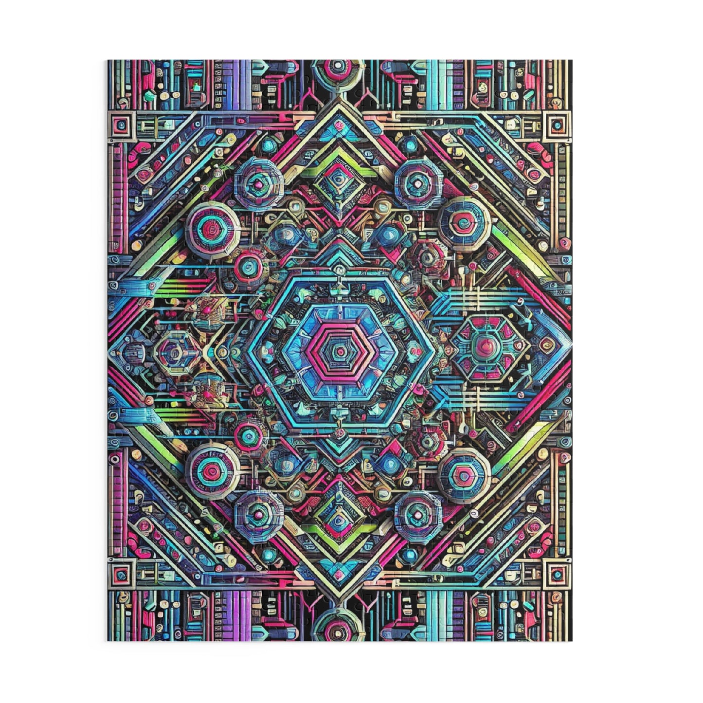 Futuristic Neon Circuit Puzzle-Ultra-Detailed Geometric Jigsaw for Adults | Sci-Fi Abstract Challenge (1000+ Pieces)