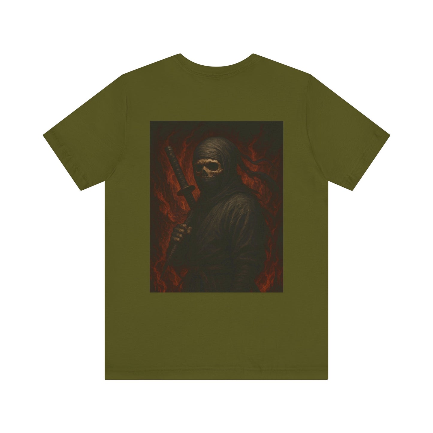 Dark Ninja Skull T-Shirt - Japanese Horror Art, Ninja Skeleton Graphic Tee, High-Detail Gothic Warrior Shirt, Unisex Streetwear