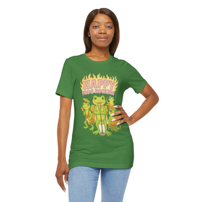 Happy Frog Rockers Album Cover Tee Cute Frog Band Shirt Vocal Guitar Piano Drums Pastel Art Gift for Music Lovers