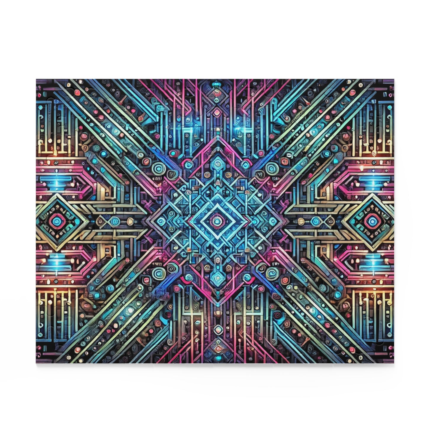 Futuristic Neon Circuit Puzzle-Ultra-Detailed Geometric Jigsaw for Adults | Sci-Fi Abstract Challenge (1000+ Pieces)