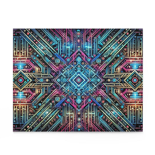 Futuristic Neon Circuit Puzzle-Ultra-Detailed Geometric Jigsaw for Adults | Sci-Fi Abstract Challenge (1000+ Pieces)