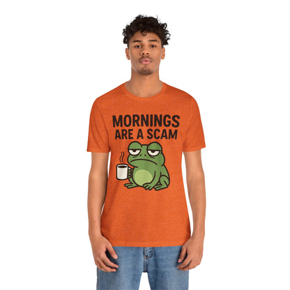 Mornings Are a Scam Frog Shirt Funny Sleepy Tee Night Owl Top Coffee First Gift for Dad Cute Graphic Loungewear Aesthetic