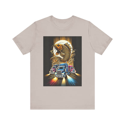 Bold Koi & Truck Fusion T-Shirt | Japanese Golden Carp AND Convoy Art Tee | Vibrant Streetwear for Truckers AND Tattoo Fans No.2