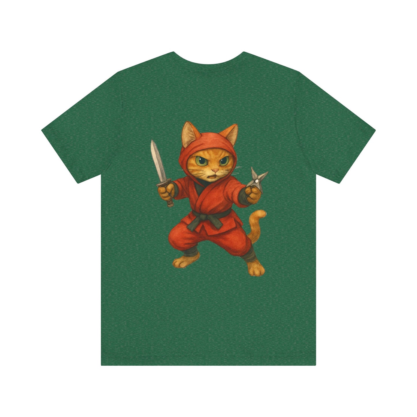 Neko Ninja Kanji T-Shirt - Japanese Calligraphy Front and Cute Ninja Cat Back Print - Cool Unisex Japanese Streetwear Tee