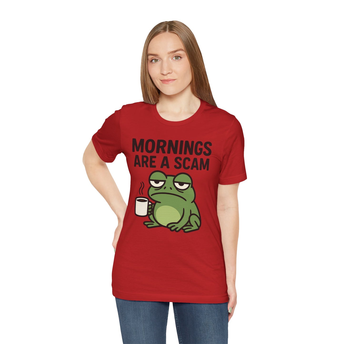 Mornings Are a Scam Frog Shirt Funny Sleepy Tee Night Owl Top Coffee First Gift for Dad Cute Graphic Loungewear Aesthetic