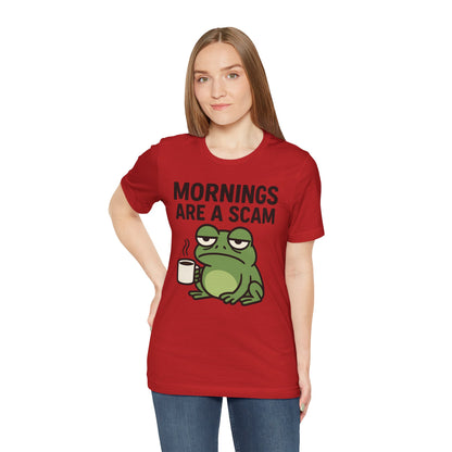 Mornings Are a Scam Frog Shirt Funny Sleepy Tee Night Owl Top Coffee First Gift for Dad Cute Graphic Loungewear Aesthetic