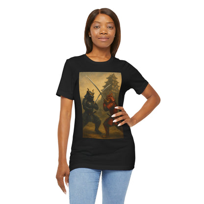 Epic Cat Samurai Battle Tee - War Horses Clash in Front of Japanese Castle  Feline Warrior Art Shirt for Fantasy & Japan Lovers