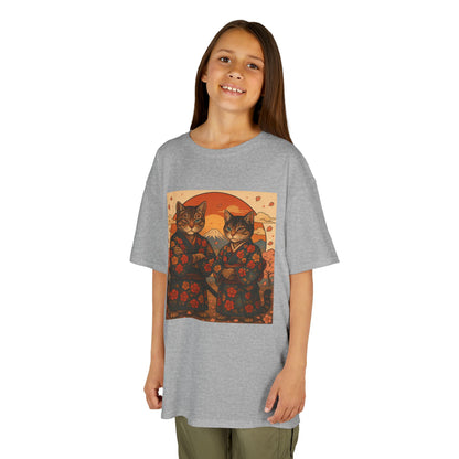 Samurai Cat Kids Kimono Shirt-Japanese Floral Cat Art Clothing for Boys and Girls,Cute Anime-Inspired Cultural Outfit for Festivals  Gifts