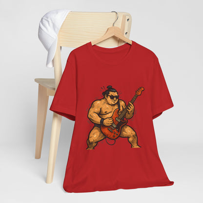 Sumo Guitar Rock T Shirt Japanese Sumo Wrestler Electric Guitar Vintage Comic Style Graphic Tee Japan Gift For Dad Music Fans