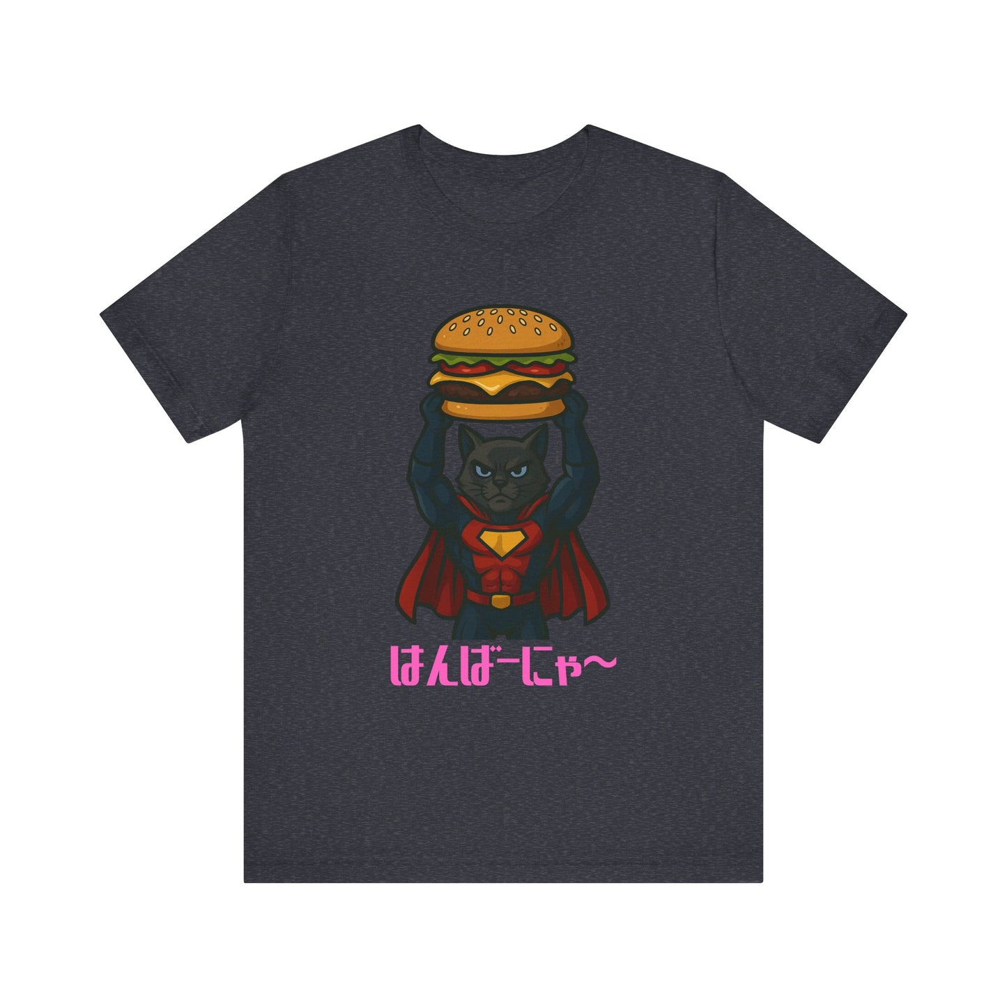 Superhero Cat Holding Cheeseburger T-Shirt - Funny Comic Style Tee for Burger Lovers - Unique Hero Cat Graphic Shirt - Unisex Gift