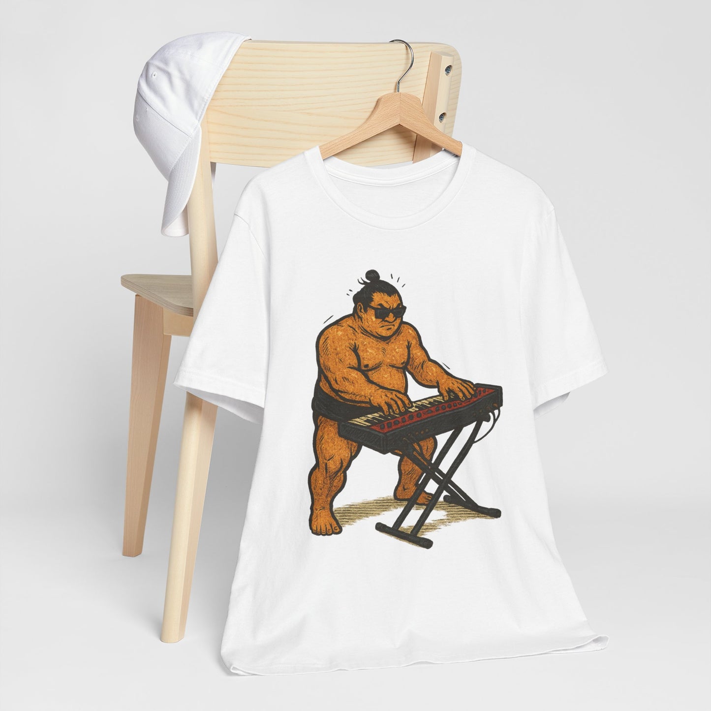 Sumo Piano Rock T Shirt Japanese Sumo Wrestler Playing Stage Keyboard Vintage Comic Art Graphic Tee Japan Gift For Dad Musicians
