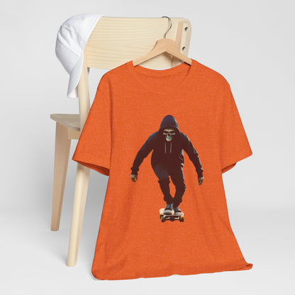 Skull Hoodie Skater T Shirt Urban Streetwear Skateboard Graphic Tee Gothic Horror Skate Style Gift for Dad Teen Boys Halloween Vibe