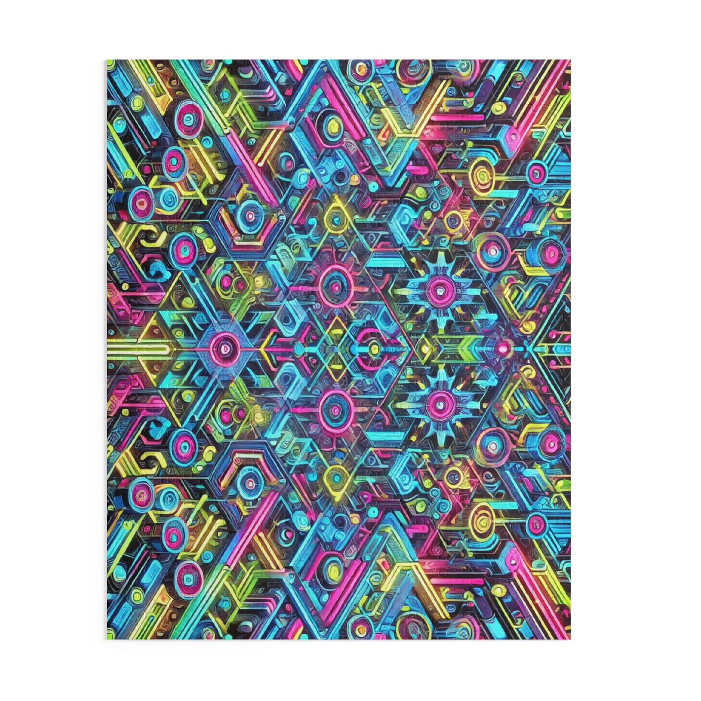 Futuristic Neon Circuit Puzzle-Ultra-Detailed Geometric Jigsaw for Adults | Sci-Fi Abstract Challenge (1000+ Pieces)