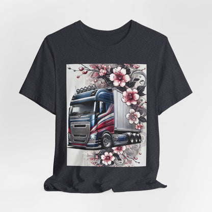 Cherry Blossom Convoy T-Shirt | Japanese Sakura x Modern Truck Art | Unique Graphic Tee for Drivers & Streetwear Lovers 001