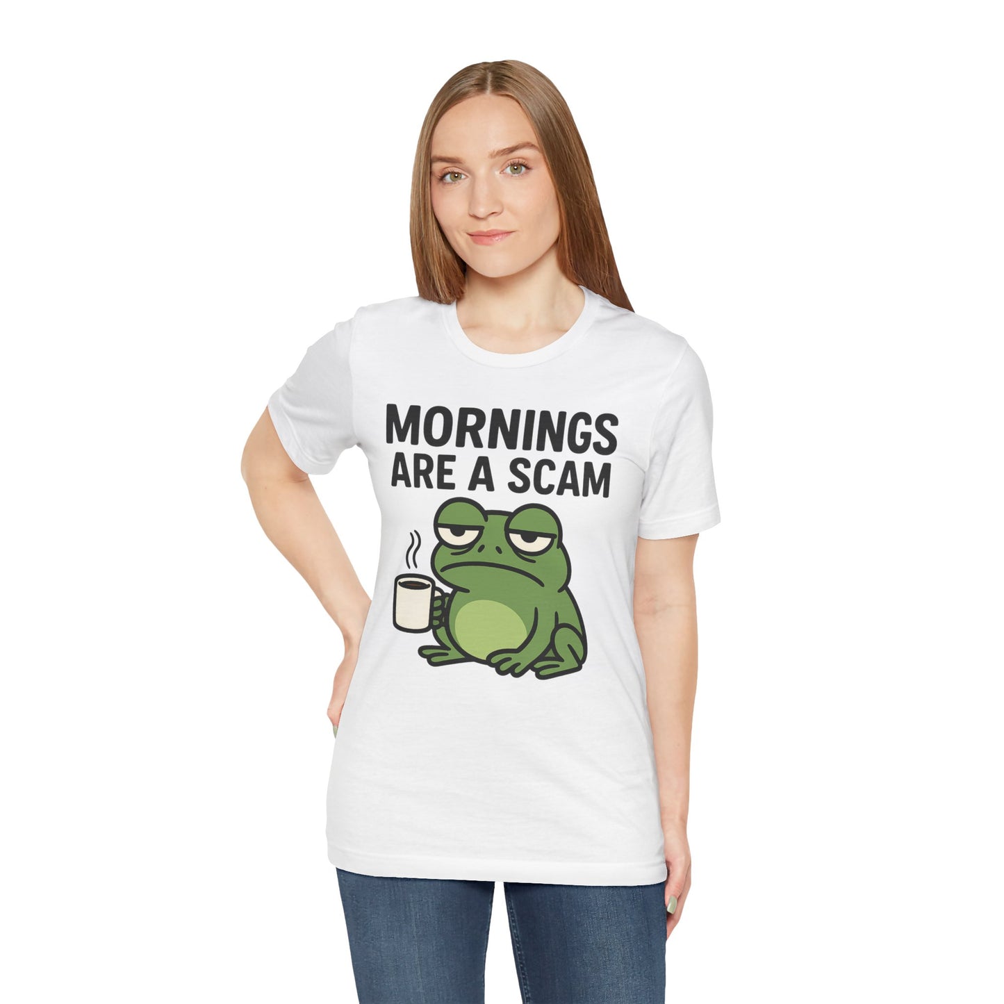 Mornings Are a Scam Frog Shirt Funny Sleepy Tee Night Owl Top Coffee First Gift for Dad Cute Graphic Loungewear Aesthetic
