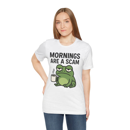 Mornings Are a Scam Frog Shirt Funny Sleepy Tee Night Owl Top Coffee First Gift for Dad Cute Graphic Loungewear Aesthetic