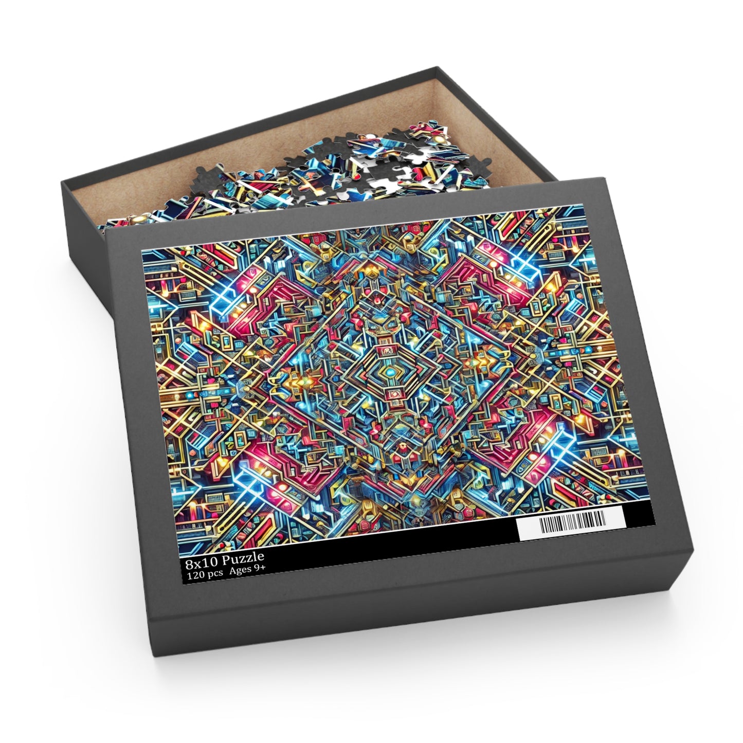 Futuristic Neon Circuit Puzzle-Ultra-Detailed Geometric Jigsaw for Adults | Sci-Fi Abstract Challenge (1000+ Pieces)