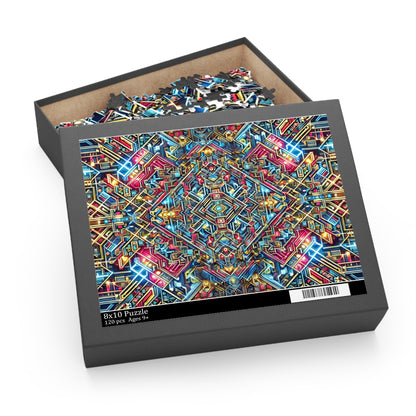 Futuristic Neon Circuit Puzzle-Ultra-Detailed Geometric Jigsaw for Adults | Sci-Fi Abstract Challenge (1000+ Pieces)