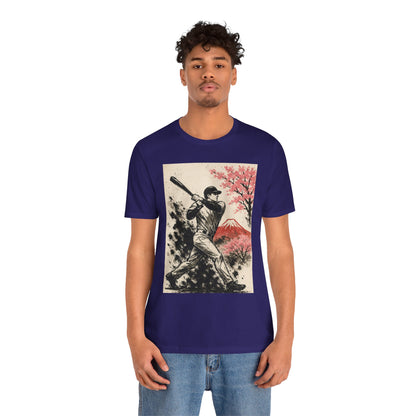 Pro Baseball Batter Sumi Ink Art Shirt Fuji Sakura Retro Japanese Print Power Swing Tee Japan Inspired Sports Art Gift for Dad