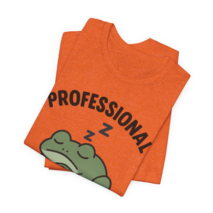Professional Snoozer Frog Shirt Funny Sleepy Tee Night Owl Top Coffee First Gift for Dad Cute Graphic Cozy Loungewear