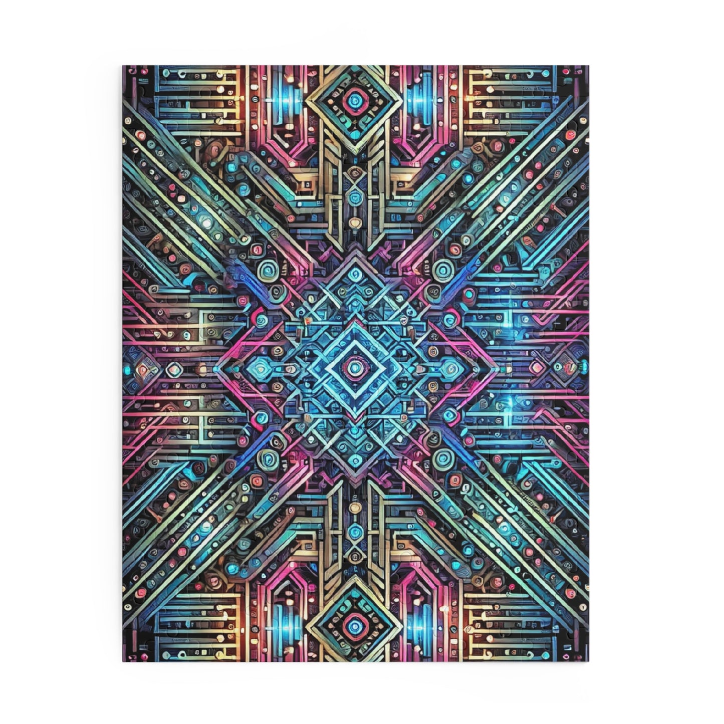 Futuristic Neon Circuit Puzzle-Ultra-Detailed Geometric Jigsaw for Adults | Sci-Fi Abstract Challenge (1000+ Pieces)