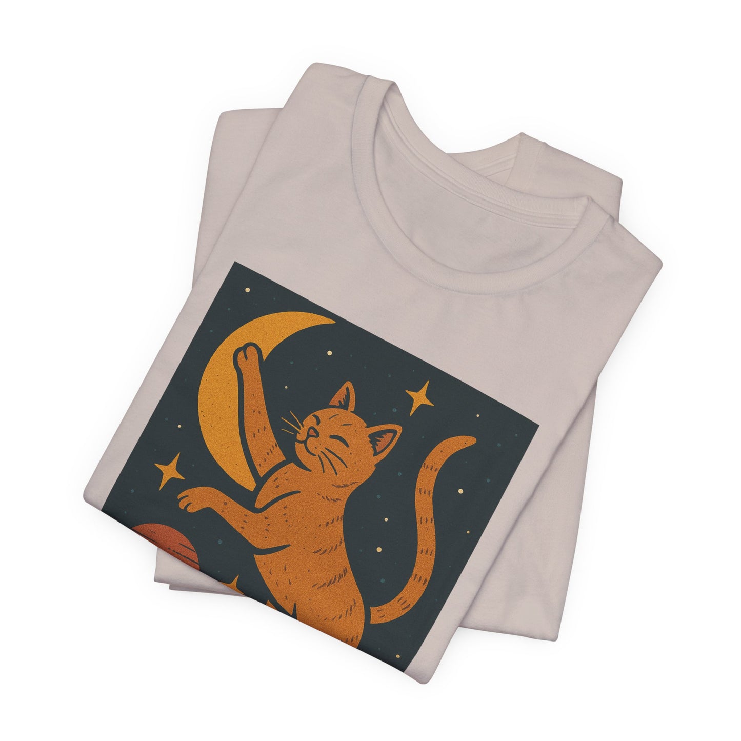 Dream Cat Shirt Retro Space Kitty Tee Moon and Stars Poster Style Japan Inspired Vintage Graphic Gift for Cat Lovers and Dad