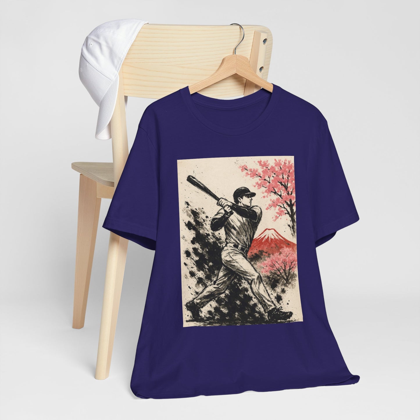 Pro Baseball Batter Sumi Ink Art Shirt Fuji Sakura Retro Japanese Print Power Swing Tee Japan Inspired Sports Art Gift for Dad