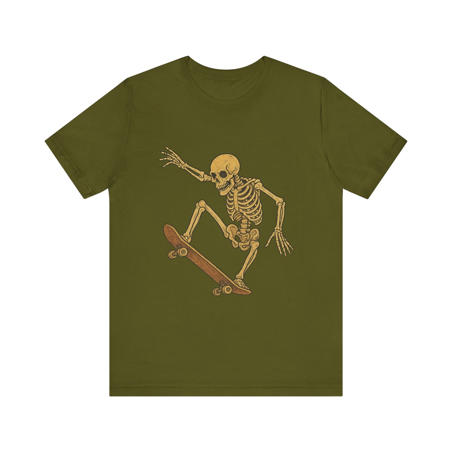 Skater Skeleton Graphic Tee for Adults - Vintage-Style Skeleton Skateboarding Shirt - Edgy Streetwear T-Shirt for Skaters and Art Lovers