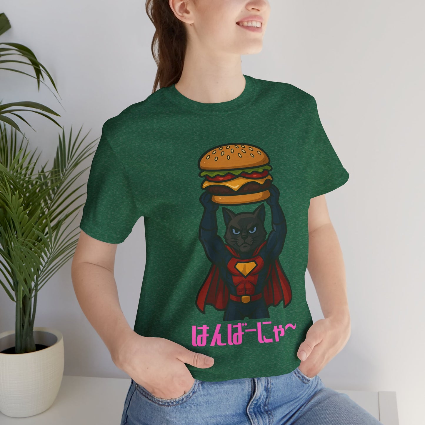 Superhero Cat Holding Cheeseburger T-Shirt - Funny Comic Style Tee for Burger Lovers - Unique Hero Cat Graphic Shirt - Unisex Gift