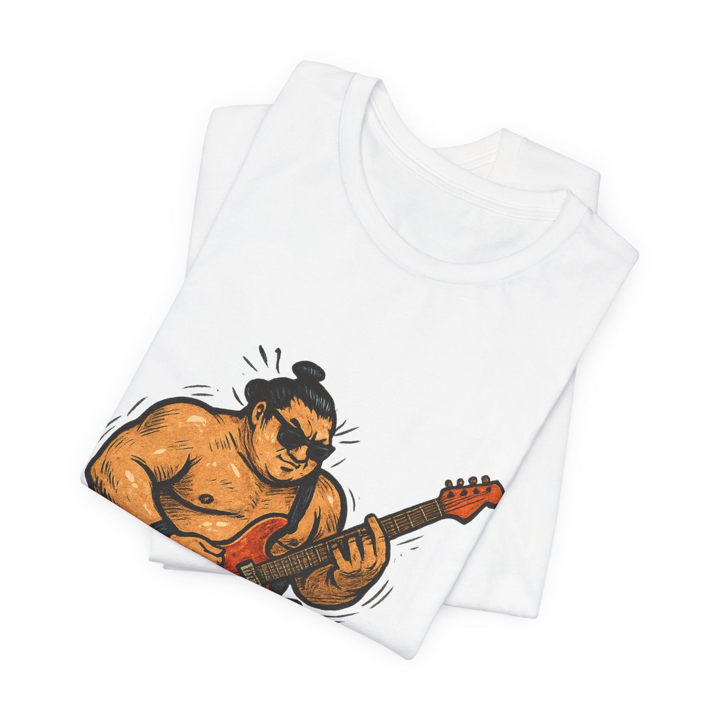 Sumo Guitar Rock T Shirt Japanese Sumo Wrestler Electric Guitar Vintage Comic Style Graphic Tee Japan Gift For Dad Music Fans