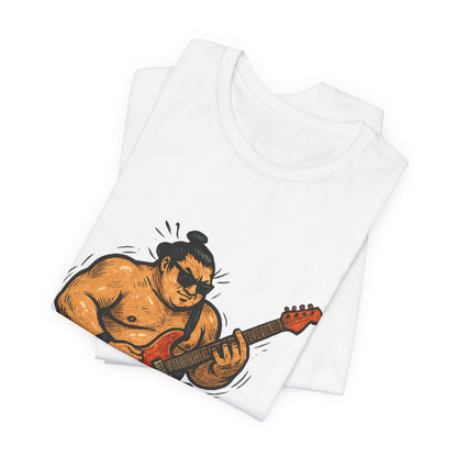 Sumo Guitar Rock T Shirt Japanese Sumo Wrestler Electric Guitar Vintage Comic Style Graphic Tee Japan Gift For Dad Music Fans