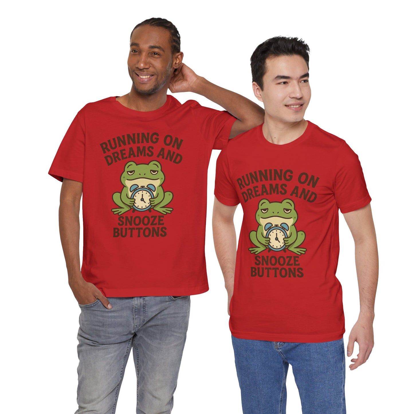 Running on Dreams and Snooze Buttons Shirt Sleepy Frog Tee Funny Night Owl Top Great Dad Gift Cozy Loungewear Aesthetic