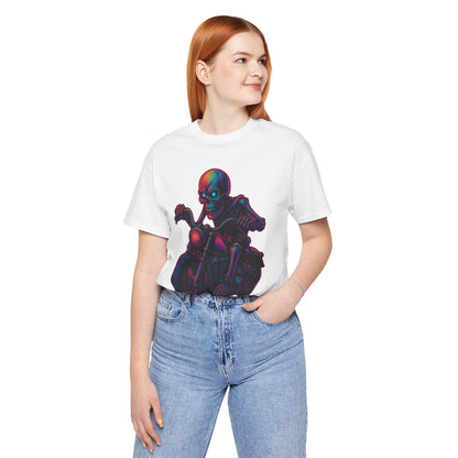 Neon Gashadokuro Harley Rider Tattoo Style Shirt Horror Yokai Streetwear for Adults Biker Dad Gift Japanese Art Tee