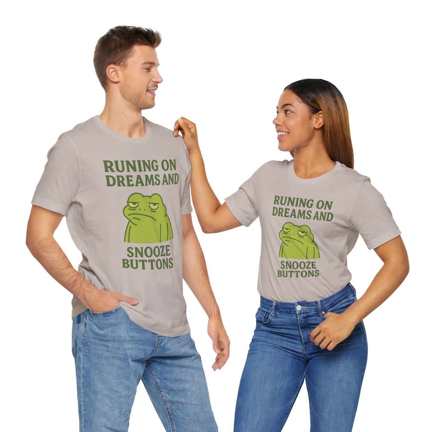 Running on Dreams and Snooze Buttons Shirt Sleepy Frog Tee Funny Night Owl Top Great Dad Gift Cozy Loungewear Aesthetic