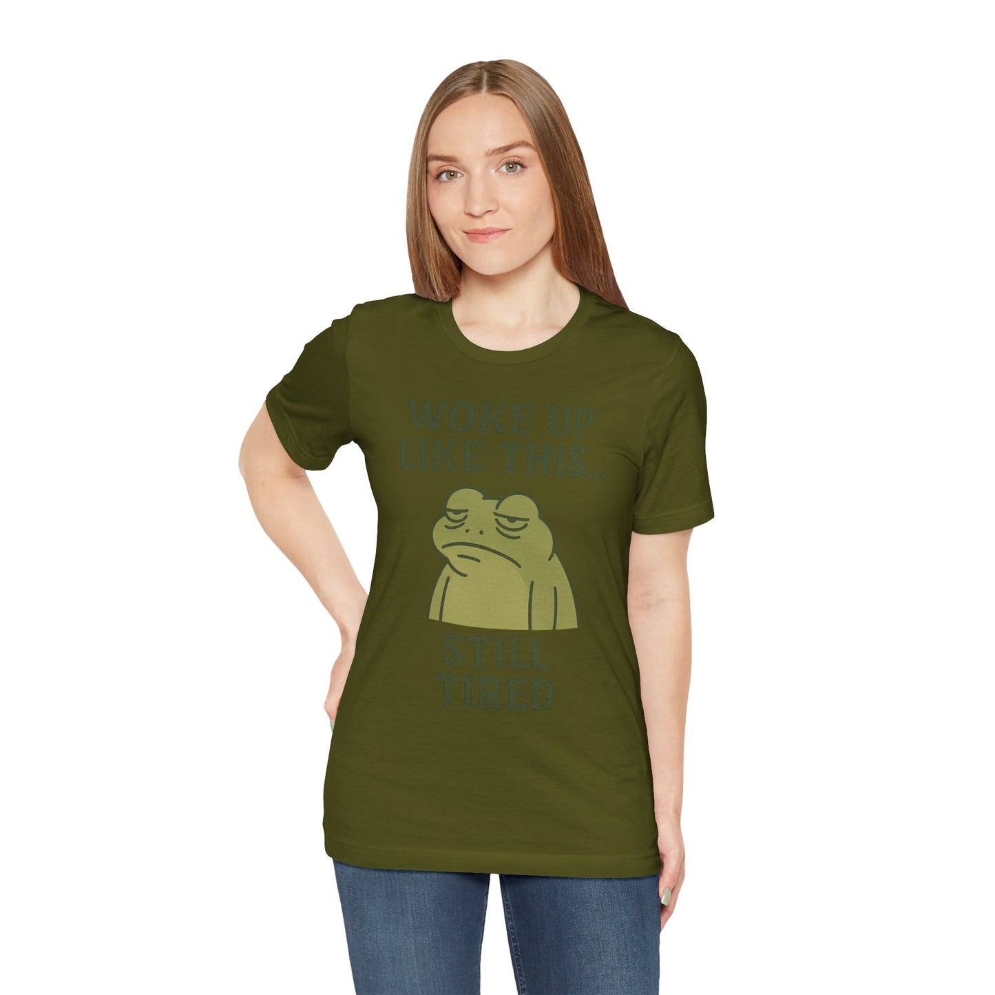 Woke Up Like This Still Tired Frog Shirt Funny Sleepy Tee Night Owl Top Coffee First Gift for Dad Cozy Loungewear Aesthetic