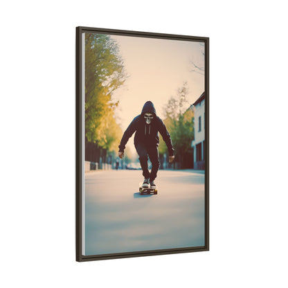 Skull Hoodie Skater Canvas Print Urban Street Art Skateboard Wall Decor Dawn Ride Gift for Dad Teen Room Gothic Vibe