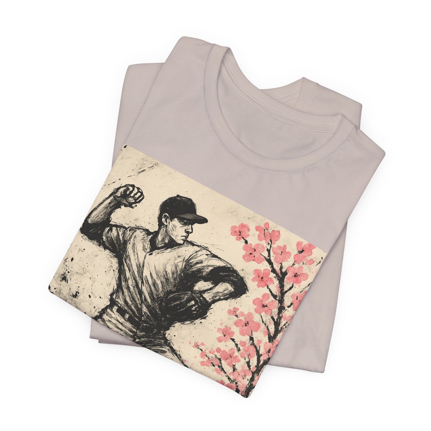 Pro Baseball Pitcher Sumi Ink Art Shirt Fuji Sakura Retro Japanese Print Windup Fastball Tee Japan Inspired Sports Art Gift for Dad