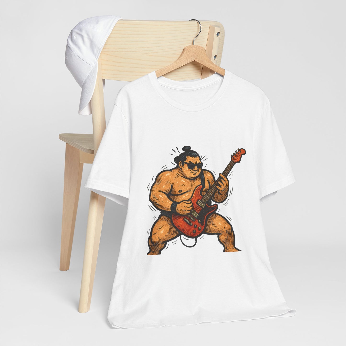 Sumo Guitar Rock T Shirt Japanese Sumo Wrestler Electric Guitar Vintage Comic Style Graphic Tee Japan Gift For Dad Music Fans