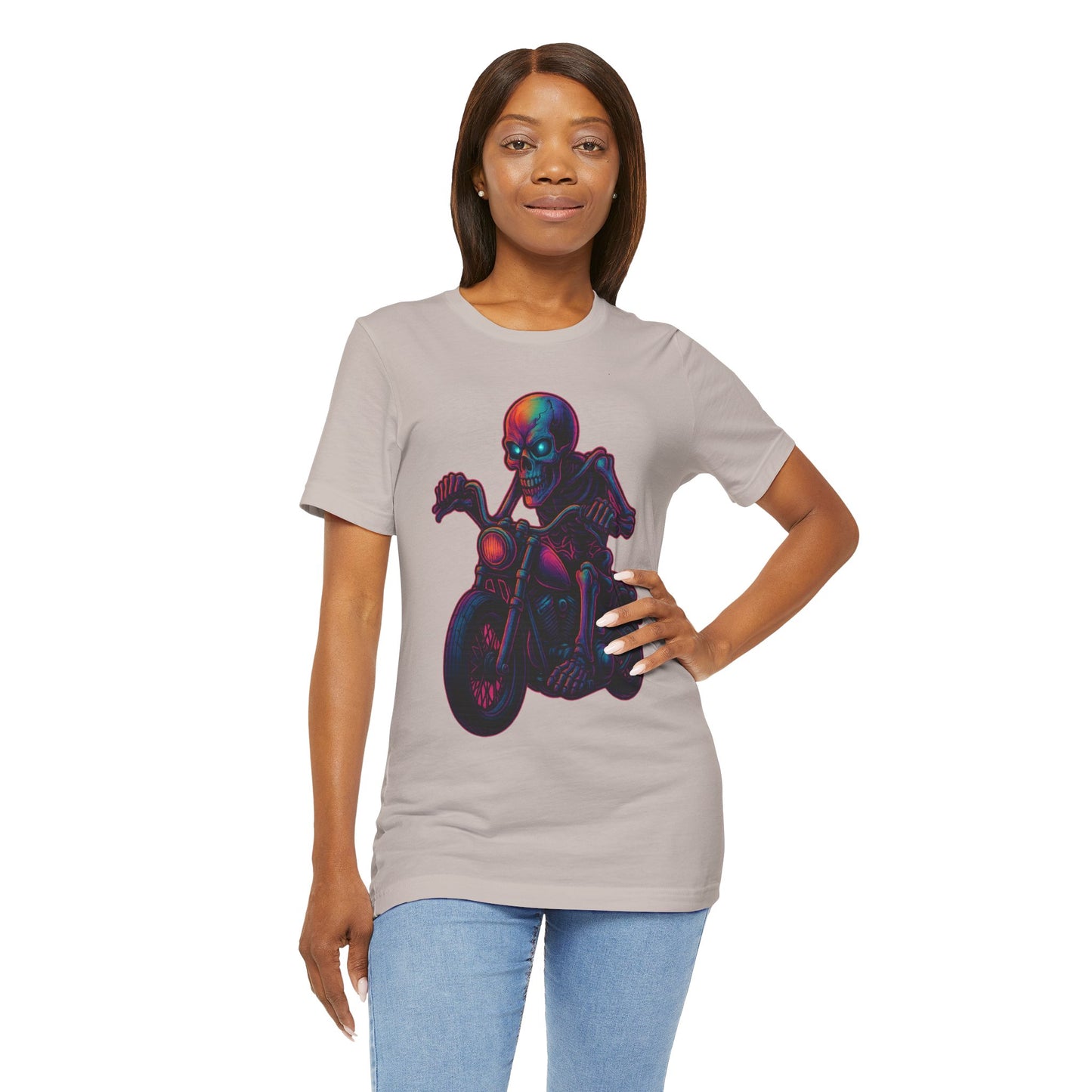 Neon Gashadokuro Harley Rider Tattoo Style Shirt Horror Yokai Streetwear for Adults Biker Dad Gift Japanese Art Tee