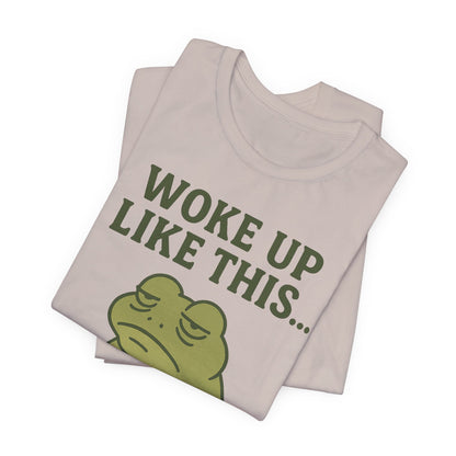 Woke Up Like This Still Tired Frog Shirt Funny Sleepy Tee Night Owl Top Coffee First Gift for Dad Cozy Loungewear Aesthetic