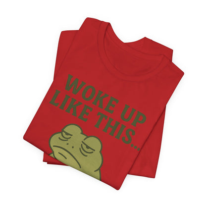 Woke Up Like This Still Tired Frog Shirt Funny Sleepy Tee Night Owl Top Coffee First Gift for Dad Cozy Loungewear Aesthetic