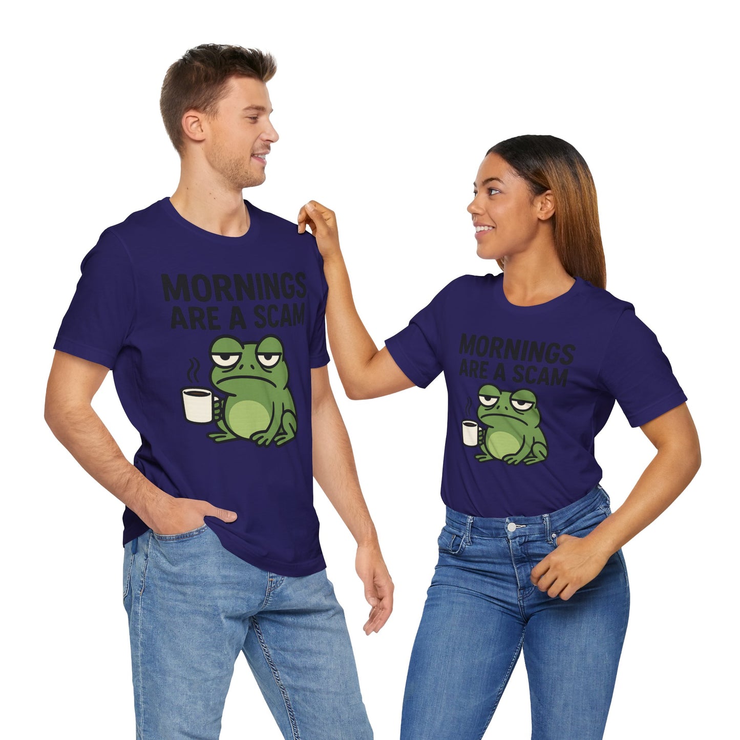 Mornings Are a Scam Frog Shirt Funny Sleepy Tee Night Owl Top Coffee First Gift for Dad Cute Graphic Loungewear Aesthetic