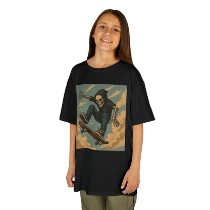 Colorful Skeleton Skater Hoodie Shirt for Kids – Bold Comic Art Skateboarding Tee – Cool Gift for Boys or Girls Who Love Street Style