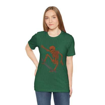Skater Skeleton Graphic Tee for Adults - Vintage-Style Skeleton Skateboarding Shirt - Edgy Streetwear T-Shirt for Skaters and Art Lovers